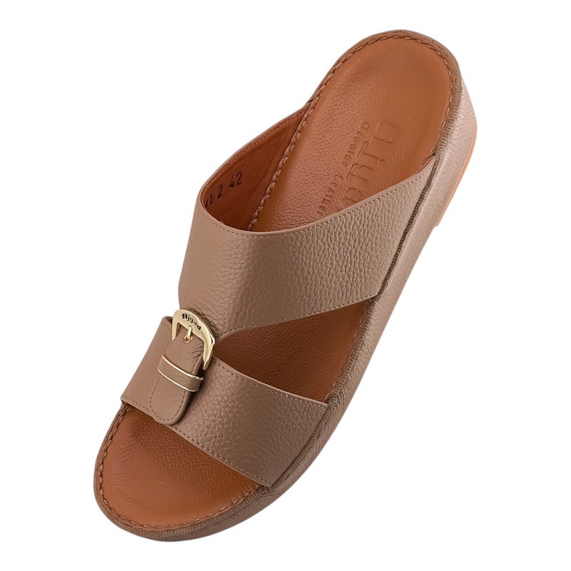 AJYAD Handmade Arabic Sandals For Men | Outdoor Mens Slippers | Everyday Flip Flops Open Toe | Arabic Genuine Shamwa Leather | New Design | Tan Footbed | Comfortable & LightWeight - Image 3